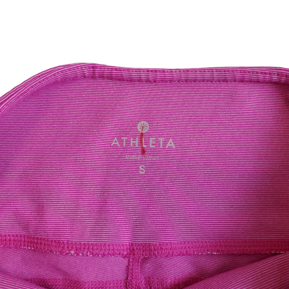 ATHLETA Capri Pink Striped Athletic Work Out Leggings Women's Size Small - Picture 10 of 13